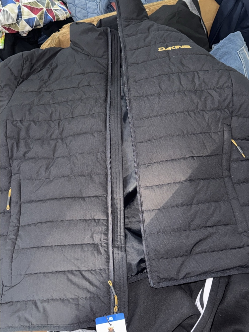 Dakine Black Quilted Puffer Jacket with Gold Logo